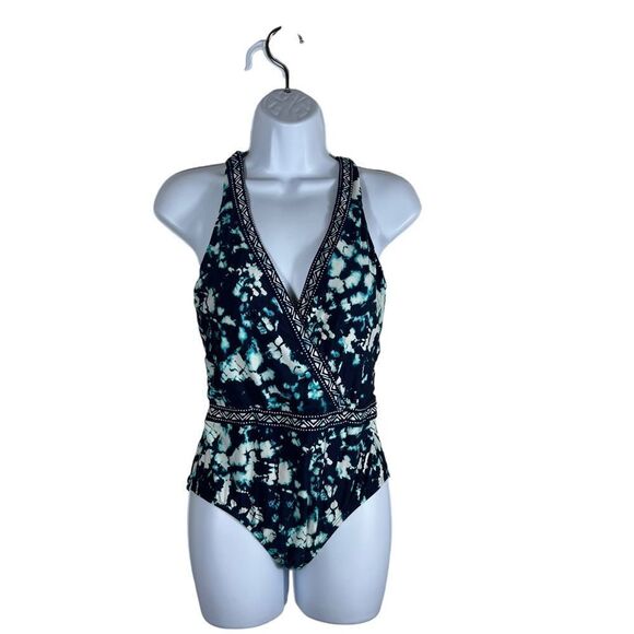 Jantzen Bleach Tie Dye Print Racerback Bathing Suit with Liw Back - Picture 1 of 11